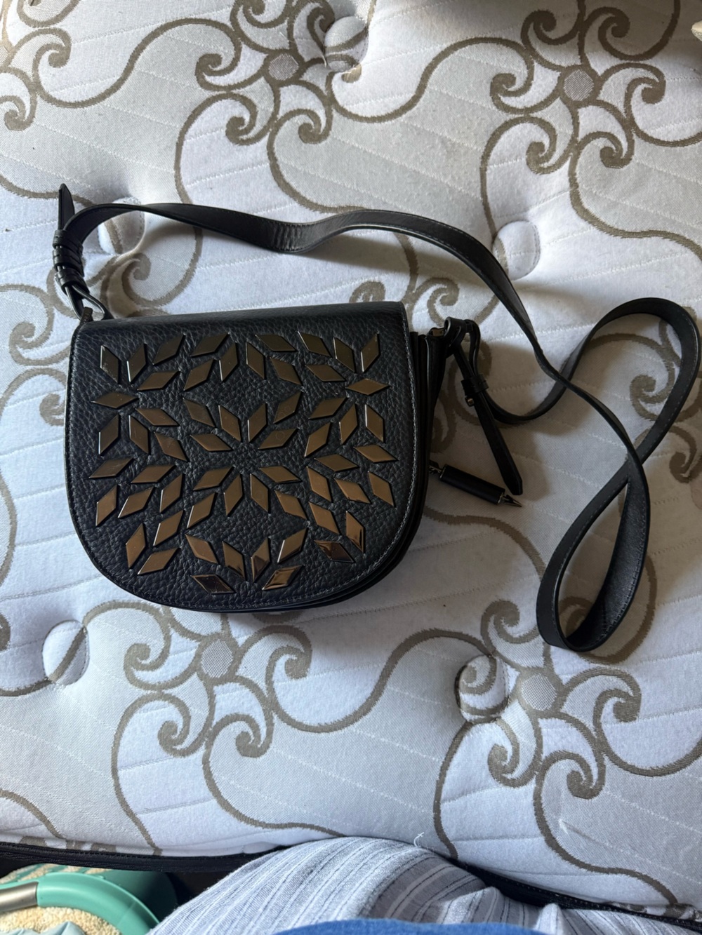 Mackage Black Leather Crossbody Bag Geometric Cutout Purse